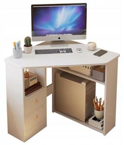 Rohový trojstranný PC stôl so stolíkmi Moderný biely loft 80x75