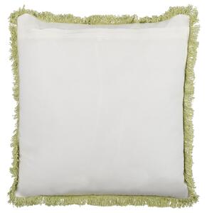 Súprava 2 dekoratívnych vankúšov zelená a biela bavlna 45 x 45 cm kvetovaný vzor bloková tlač snímateľné obliečky