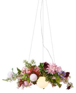 Boho stropné svietidlo čierne s farebnými kvetmi červenej a ružovej farby - Flower Power