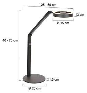 Stolová LED lampa Ringlux, čierna, kovová, nastaviteľná, Čierna, Obývacia izba / jedáleň, kov, Moderný