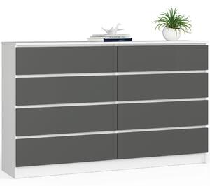 Ak furniture Komoda Kuba 160 cm 8 zásuviek biela/grafit