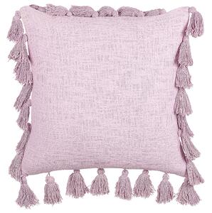 Dekoratívny vankúš ružový bavlna 45 x 45 cm so strapcami moderný boho štýl doplnky