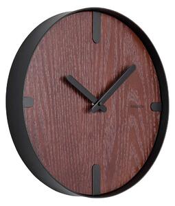 KARLSSON Nástenné hodiny Dashed Walnut – čierne 30 × 4,8 cm