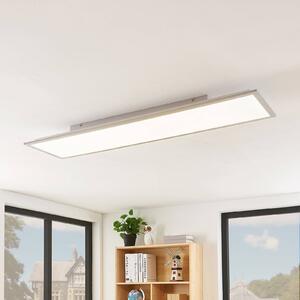 Lindby LED panel Stenley, 4 000 K, 120 cm x 30 cm, strieborná/biela, Biela / opálová, Kuchyňa, Plast, Moderný, Stropné svetlo