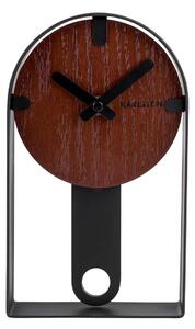 KARLSSON Stolné hodiny Dashed Walnut – čierne 22 × 13 × 5 cm