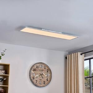 Lindby LED panel Lamin, biely, 120 cm, stmievateľný, diaľkové ovládanie, Biela / opálová, Obývacia izba / jedáleň, Moderný, Stropné svetlo
