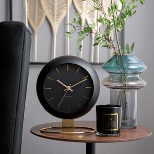 KARLSSON Stolné hodiny Globe – čierne 21× 24,5 × 14 cm
