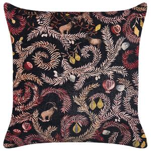 Dekoratívny vankúš čierna ružová bavlna zamat 45 x 45 cm rastlinný abstraktný vzor glamour moderný štýl doplnky