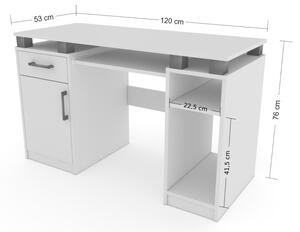 Kancelářský stůl 120 cm Toren Alaska bílá