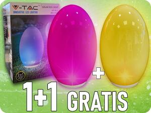 V-TAC LED solárne vajíčko RGB+WW, IP44, nabíjateľné, výdrž 6-8h, 1+1 zadarmo!