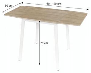 Kondela Jedálenský stôl, MDF fóliovaná/kov, dub sonoma/biela, MAURO