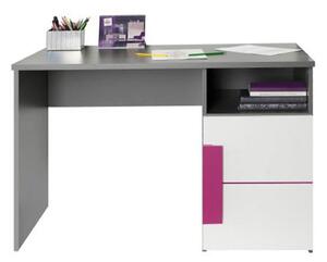 Kondela PC stôl, sivá/biela/fialová, LOBETE 21