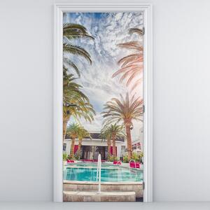 Fototapeta na dvere - Palmy s bazénom (95x205cm)