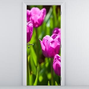 Fototapeta na dvere - Tulipány na lúke (95x205cm)