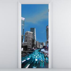 Fototapeta na dvere - Nočné mesto (95x205cm)