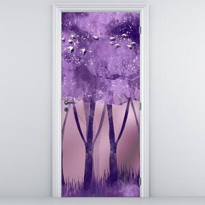 Fototapeta na dvere - Jelene v magickom lese (95x205cm)