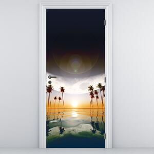 Fototapeta na dvere - Mesiac nad palmami (95x205cm)