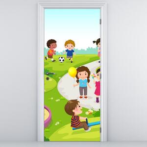 Fototapeta na dvere - Detské radovánky na pieskovisku (95x205cm)