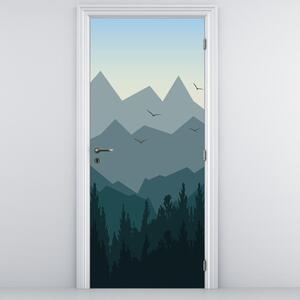 Fototapeta na dvere - Hory pohľadom grafika (95x205cm)