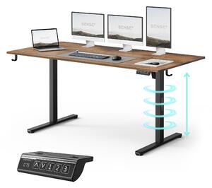 SENSE7 NOJO Light, výškovo nastaviteľný písací stôl, elektrický, s pamäťovou funkciou, ergonomický, tmavohnedý rám stola