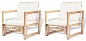 Záhradné stoličky 2 ks bambus / biela