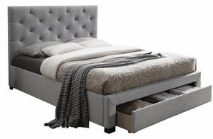 Kondela Moderná posteľ s úložným priestorom, sivá látka, 160x200, SANTOLA