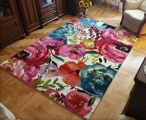 Moderný viacfarebný koberec Magic Zahrada s kvetinový vzorom Rozmer: 60x100 cm