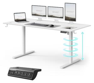 SENSE7 NOJO Light, výškovo nastaviteľný písací stôl, elektrický, s pamäťou, ergonomický, biela farba, rám stola, vhodný aj pre hranie