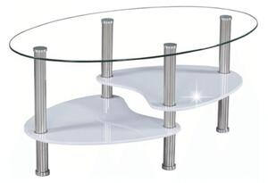 Tempo Kondela Konferenčný stolík, oceľ/sklo/biela extra vysoký lesk HG, AXEL NEW