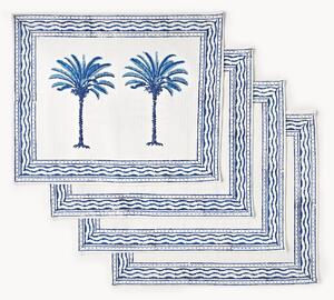 Ručne tlačené bavlnené prestieranie The Palms, 4 ks
