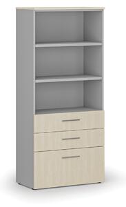 Kancelárska skriňa s kombinovanými zásuvkami PRIMO GRAY, 1781 x 800 x 420 mm, sivá/buk