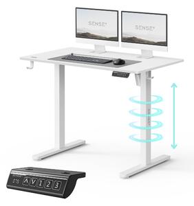SENSE7 NOJO Light, elektricky nastaviteľný výškovo, písací stôl, 100x60 cm, ergonomický stojací stôl, funkcia pamäte, biela konštrukcia