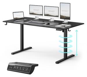 SENSE7 NOJO Light, výškovo nastaviteľný písací stôl, elektrický, s pamäťou, ergonomický, čierna farba, rám stola, vhodný pre hranie