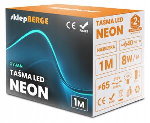 ECOLIGHT LED pásik NEON - 230V - 1m - 8W/m - IP68 - vodotesný - cyan