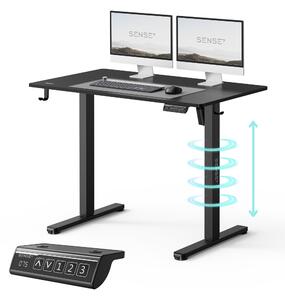 SENSE7 NOJO Light – Výškovo nastaviteľný písací stôl, elektrický, s pamäťovou funkciou, ergonomický, čierna farba, rám stola, vhodný aj pre hranie