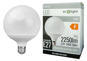 ECOLIGHT LED žiarovka - E27 - 25W - G120 - neutrálna biela
