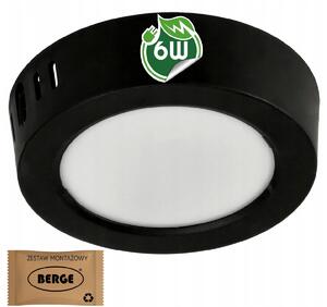 BERGE Okrúhly LED panel čierny - prisadený - 6W - PC - neutrálna biela
