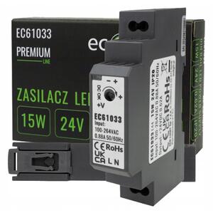 BERGE Napájanie na DIN lištu - 24V 15W 0,62A pre IP20 PREMIUM LED pásik