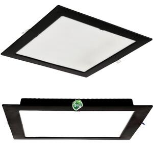 BERGE Štvorcový LED panel zapustený čierny - 24W - PC - neutrálna biela