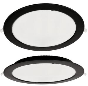 BERGE Okrúhly LED panel zapustený - čierny - 24W - PC - neutrálna biela