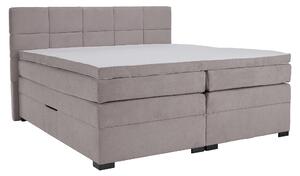 KONDELA Boxspringová pocketová posteľ, 200x200, sivohnedá Taupe, APRIL