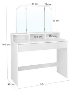 Toaletný stolík Galera (biela, 100x142x40 cm)