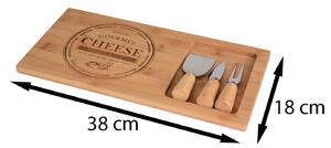 Excellent Houseware Sada na krájanie syrov Cheese, bambus, 38x18 cm