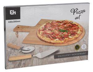 Excellent Houseware Doska na krájanie pizze Pizza Set, bambus, 43x30 cm