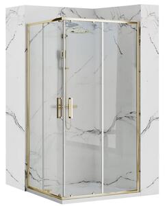 Rea Punto, sprchovací kút 100x80x190 cm, 5mm číre sklo, zlatý lesklý profil + biela sprchová vanička Savoy, KPL-K6442
