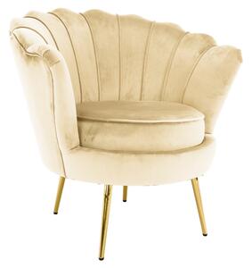 KONDELA Kreslo v štýle Art-deco, béžová Velvet látka/gold chróm zlatý, NOBLEO