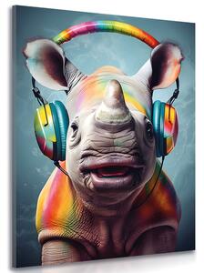Obraz nosorožec so slúchadlami