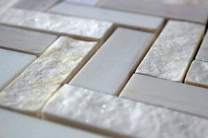 ALFIstyle Kamenná mozaika z mramoru, Herringbone white and wooden vein, 31,4 x 31,3 x 0,9 cm, NH212
