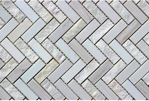 ALFIstyle Kamenná mozaika z mramoru, Herringbone white and wooden vein, 31,4 x 31,3 x 0,9 cm, NH212