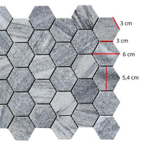 ALFIstyle Kamenná mozaika z mramoru, Hexagon silver grey, 30,7 x 30,5 x 0,9 cm, NH205 VZORKA